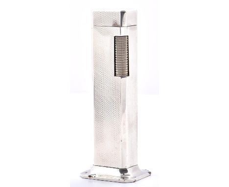 An Alfred Dunhill silver plated Tallboy table lighter  Good condition for age with minor knocks and slight signs of wear only