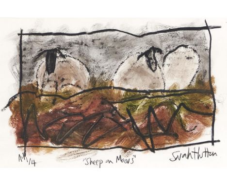 Sarah Hutton (1962 - ) - Sheep on Moors, lithograph, signed by the artist in pencil inscribed with the title and AP 1/4, 23 x