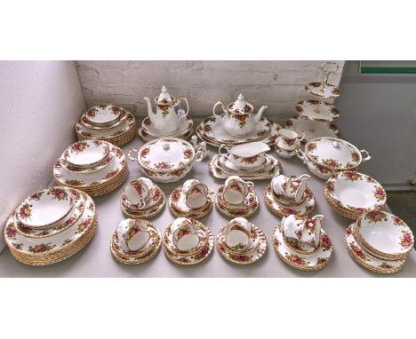 An extensive Royal Albert Old Country Roses pattern dinner service, printed mark  Apparently good condition and first quality