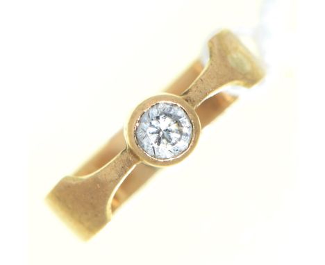 A white stone solitaire ring, in 9ct gold, 2.4g, size J  Light wear