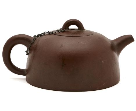 A Chinese Yixing stoneware teapot and cover,&nbsp;of domed form, 75mm h  Socket of cover chipped, not visible when in positio