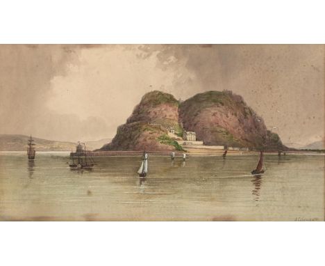 A Coleman (Fl. mid 19th c) - Dumbarton Castle, signed, watercolour, 25 x 45cm  Light foxing and exposure stains, long in the 