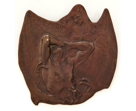Rudolf Ferdinand Marschall (1873-1967) - The New Year 1903, bronze plaquette, signed MARSCHALL FEC, rich mid brown patina, 11
