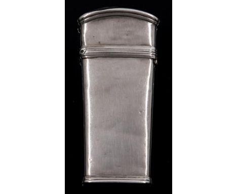 A Victorian silver lancet case,&nbsp; with reeded borders, 63mm h, maker TD,&nbsp; ? Thomas Daniel, Birmingham 1850, 10.8dwts