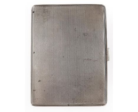 A George VI silver cigarette case, engine turned, 11.5cm l, by W Neale &amp; Son Limited, Birmingham 1951, 5ozs 4dwts  Lightl