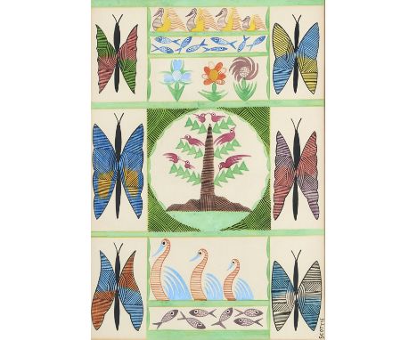 Scottie Wilson (nee Louis Freeman, 1888-1972) - Untitled, signed (SCOTTIE), pen, ink and watercolour, 36 x 25cm Good conditio