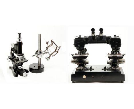 An American black finished high powered bullet comparison microscope, Bausch &amp; Lomb Inc. New York, No 3957VF and a black 