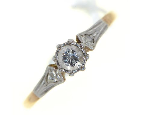 A diamond ring, in gold marked GOLD PLAT, 1.4g, size M  Light wear