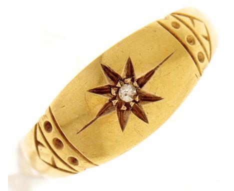 An Edwardian diamond ring, gypsy set in 18ct gold, Birmingham 1904, 1.8g, size J½  Wear consistent with age