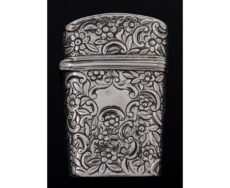 A William IV silver lancet case,&nbsp;richly chased with flowers and foliage, 65cm h, maker's mark rubbed, possibly J Taylor 