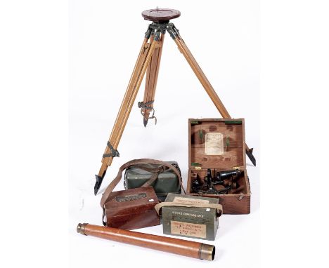 A Theodolite, Hilda &amp; Watts Microptic, Model ST156-4, No 226880, 1960, painted metal case with leather strap, a contempor