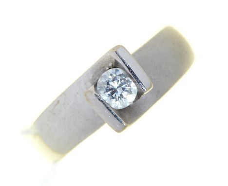 A diamond solitaire ring, in white gold marked 585, 5.5g, size N  Good condition