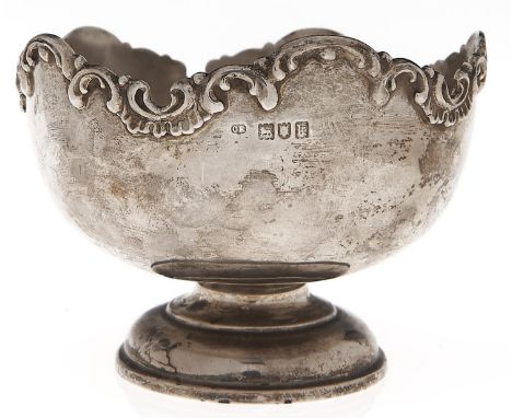 An Edwardian miniature silver rose bowl,&nbsp;on domed f1oot,&nbsp;1cm diam, by Charles Edwards, London 1905, 3ozs 11dwts  Li