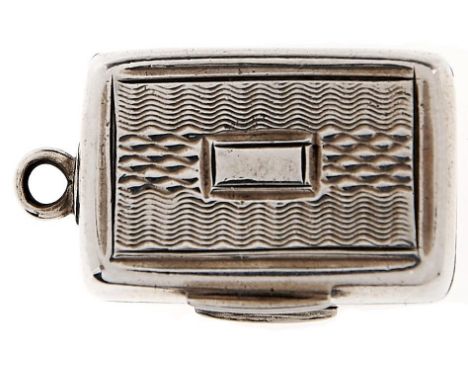 A Victorian silver vinaigrette, engine turned, foliage grille, 21mm excluding later attached ring&nbsp;by Francis Clark, Birm
