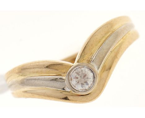 A diamond wishbone ring, collet-set in 18ct gold, import marked London 1991, 3.5g, size K  Good condition