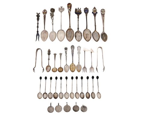Miscellaneous English and Continental silver coffee and souvenir spoons,&nbsp; etc, mainly first half 20th c, 7ozs approx  As