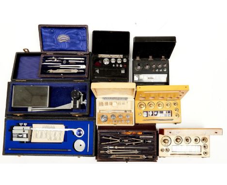 Two pocket cases of draughtsman's instruments, Sisson &amp; Parker Nottingham and W H Harling 117 Moorgate London, late 19th 