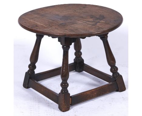 An oak occasional table, 20th c, 55cm diam  Top with ink or other stains and ring marks