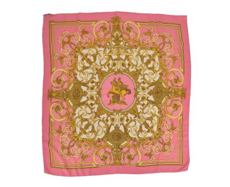 Hermes, Les Tuileries, a silk scarf, designed by Joachim Metz, with Mercury riding a winged horse to the centre, scroll and f