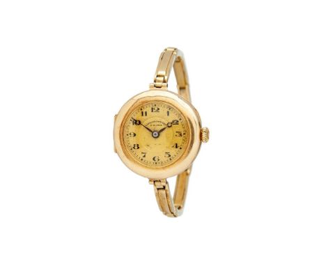 Prima,   Lady's gold coloured bracelet watch, no. 208294   Movement: Manual wind   Case: Gold coloured case, snap case back, 