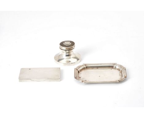 [Eton college interest] A silver and tortoiseshell capstan inkwell, maker's mark worn, Birmingham 1946, the cover with the pi