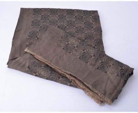Versace, a brown wool and silk scarf, with monogram decoration, 72 x 171cm