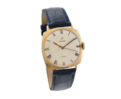 Enicar,   Gold coloured wrist watch, no. 12560   Movement: Cal. AR 160, manual wind, 17 jewels   Case: Gold coloured case, sn