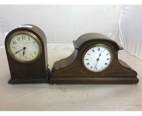 Two Edwardian mahogany mantel clocks