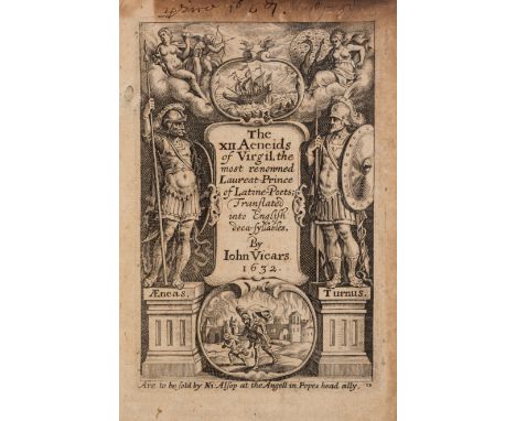 Virgil. The XII Aeneids...translated by John Vicars, first edition, engraved pictorial title, foxed and browned, some stainin