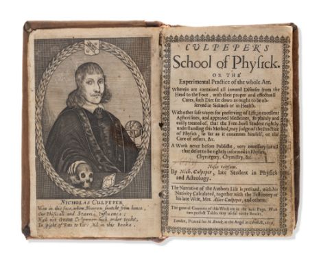 Culpeper (Nicholas) Culpeper's School of Physick, first edition, engraved portrait frontispiece a little trimmed at outer edg