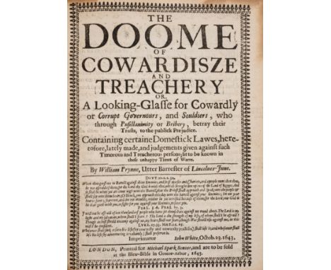 Prynne (William) The Doome of Cowardisze and Treachery or a Looking-Glasse for Cowardly or Corrupt Governers and Souldiers wh