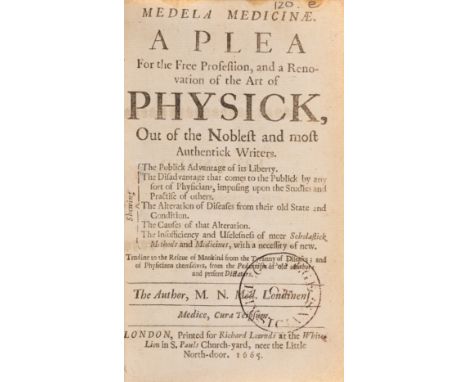 Germ theory.- N[eedham] (M[archmont]) Medela Medicinae. A Plea For the Free Possession, and a Renovation of the Art of Physic