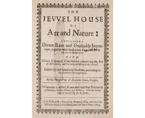 Plat (Sir Hugh) The Jewel House of Art and Nature, [second edition], title within typographic border and woodcut of ear of ba