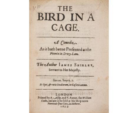 Shirley (James) The Bird in a Cage. A Comedie, first edition, with final errata f., a few headlines slightly trimmed, contemp