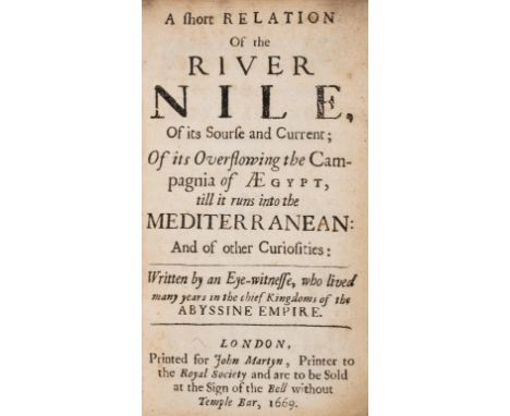 Africa.- Lobo (Jeronimo) A Short Relation of the River Nile, Of its Source and Current, first edition in English, imprimatur 