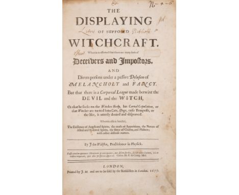 Webster (John) The Displaying of Supposed Witchcraft, first edition, initial imprimatur and blank leaf at end present, repair