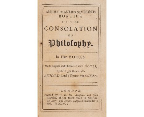 Boethius (Anicius Manlius Severinus) Of the Consolation of Philosophy, first edition of this translation, translated by Richa