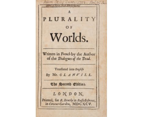 Science fiction.- Fontenelle (Bernard le Bovier de) A Plurality of Worlds, second English edition, translated by John Glanvil