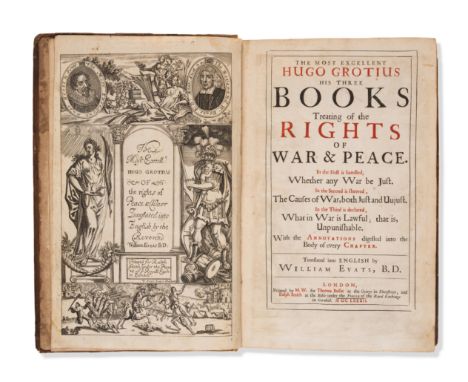 Grotius (Hugo) His Three Books Treating of the Rights of War & Peace, third edition in English, translated by William Evats, 