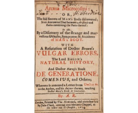 R[oss] (A[lexander]) Arcana Microcosmi: or, The hid Secrets of Man's Body discovered...with A Refutation of Doctor Brown's Vu