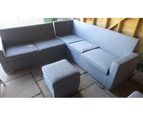 A Bramblecrest Hudson left hand combi, A Bramblecrest Hudson 3 Seat Sofa and A Bramblecrest Hudson Footstool - all in mid gre