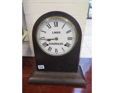 An oak case mantle clock LNER Edgeware - Replacement plastic dial, working in the saleroom