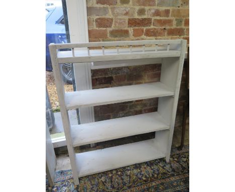 An East European vintage floor-standing pot-rack in grey paint - Height 113cm x Width 89cm 