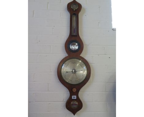 A 19th century mahogany onion top barometer - Height 91cm 