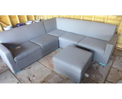 A Bramblecrest Hudson left hand combi, A Bramblecrest Hudson 3 Seat Sofa and A Bramblecrest Hudson Footstool - all in mid gre