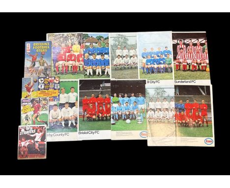 Soccer ephemera collection, cards, albums, posters: Esso 1970 soccer team posters (11); complete DC Thomson Ace Album of Foot