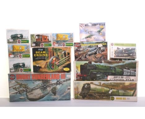 Selection of Airfix Kits,621 Beam Engine, 02301 Tank Transporter, R501 Biggin Hill Locomotive, R502 Evening Star, 02447-1 (19