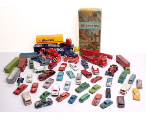 Quantity of Playworn Toys, including Corgi Major Toys 1127 Boxed Simon Snorkel Fire Engine in good condition some paint chips