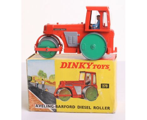 Dinky Toys 279 Aveling-Barford Diesel Roller, orange body/cab,green rollers, blue driver, in mint condition, in card box, wit