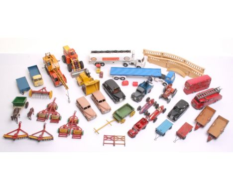 Quantity of Playworn Dinky Toys , including 23n Masserati racing car, 231 Masserati racing car, 2x 27f Estate cars (both been